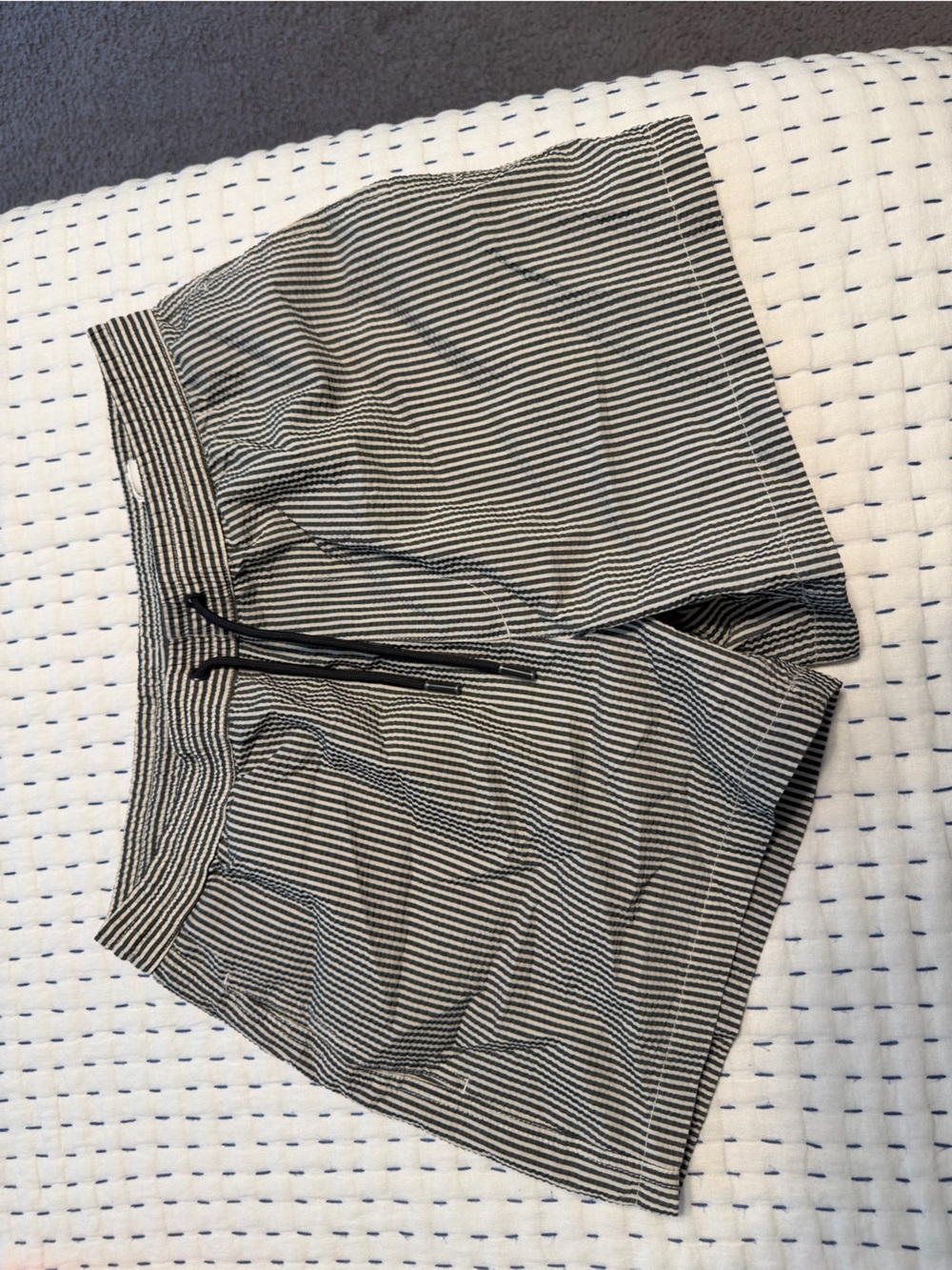 Zara Black & White Striped Drawstring swim  Shorts